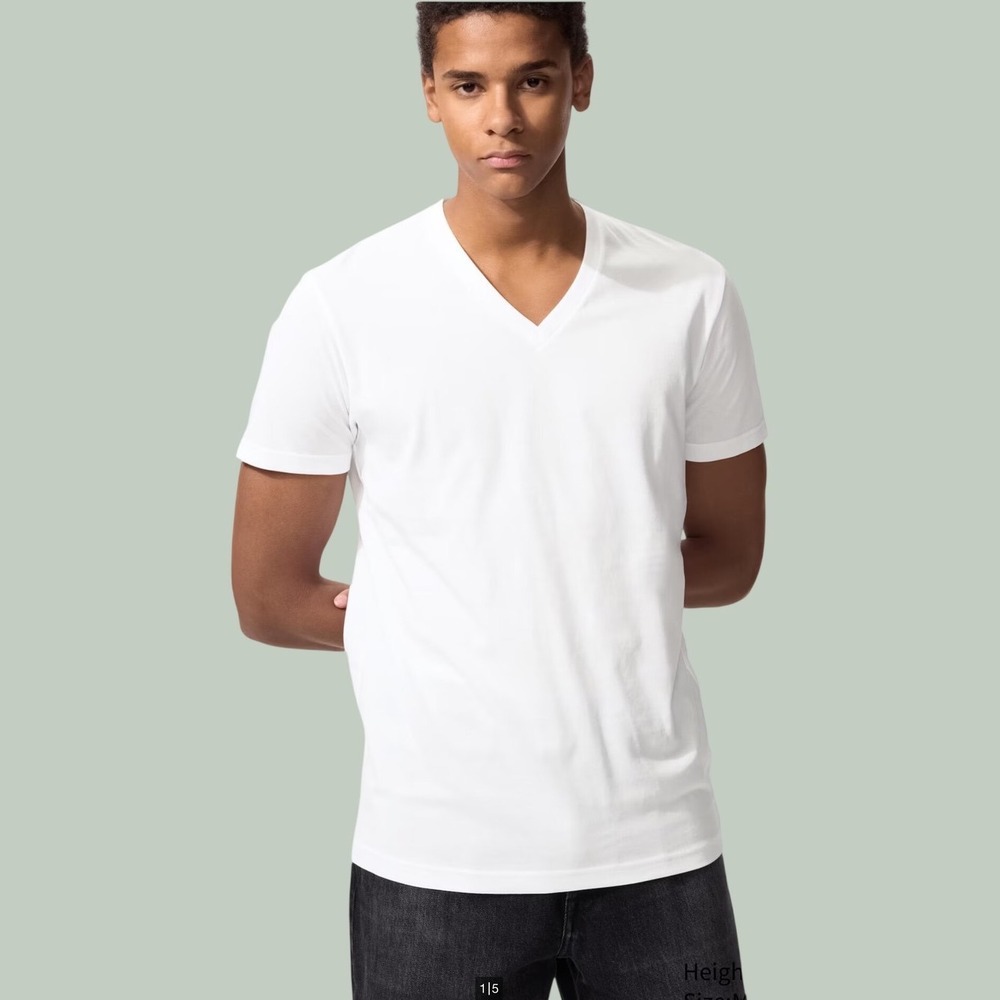 UNIQLO Dry‎ V-Neck T-Shirts White 2-Pack Mens XXS Fits Womens XS NWT
